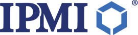 The image displays the blue letters IPMI next to a blue hexagonal outline with a small ® symbol in the top right corner, all on a light background.