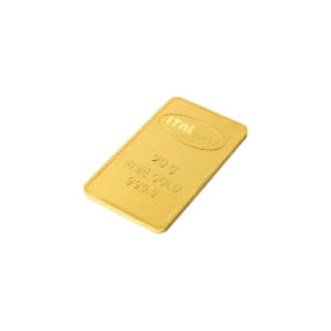 Un Lingote de oro 20gr etiquetado ITALpreziosi, marcado con 20 g ORO FINO 999,9, expuesto sobre fondo blanco.