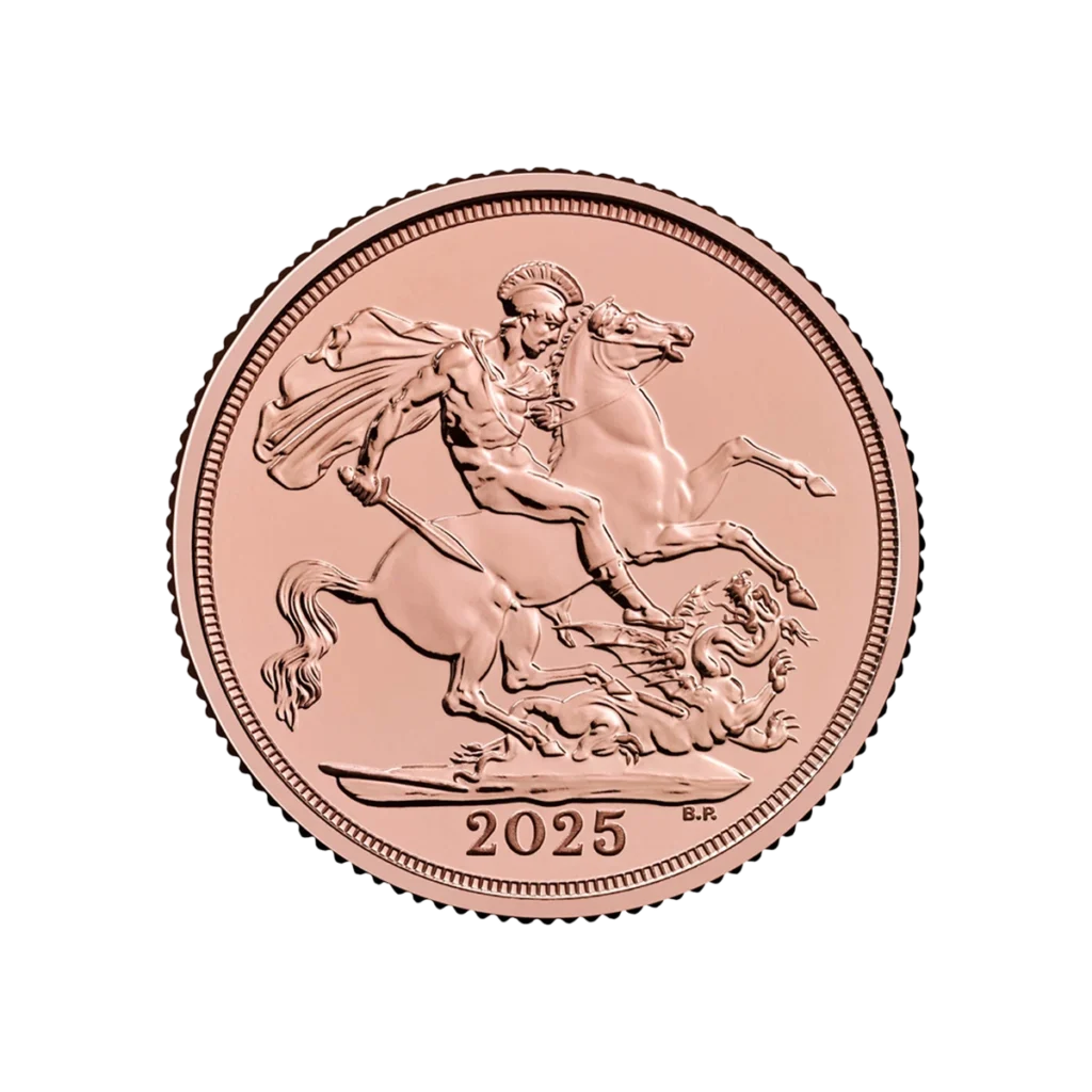 The 2025 British Pound Sterling coin features a profile of King Charles III facing left with the inscription CHARLES III - DEI - GRA - REX - FID - DEF around the edge on a white background.