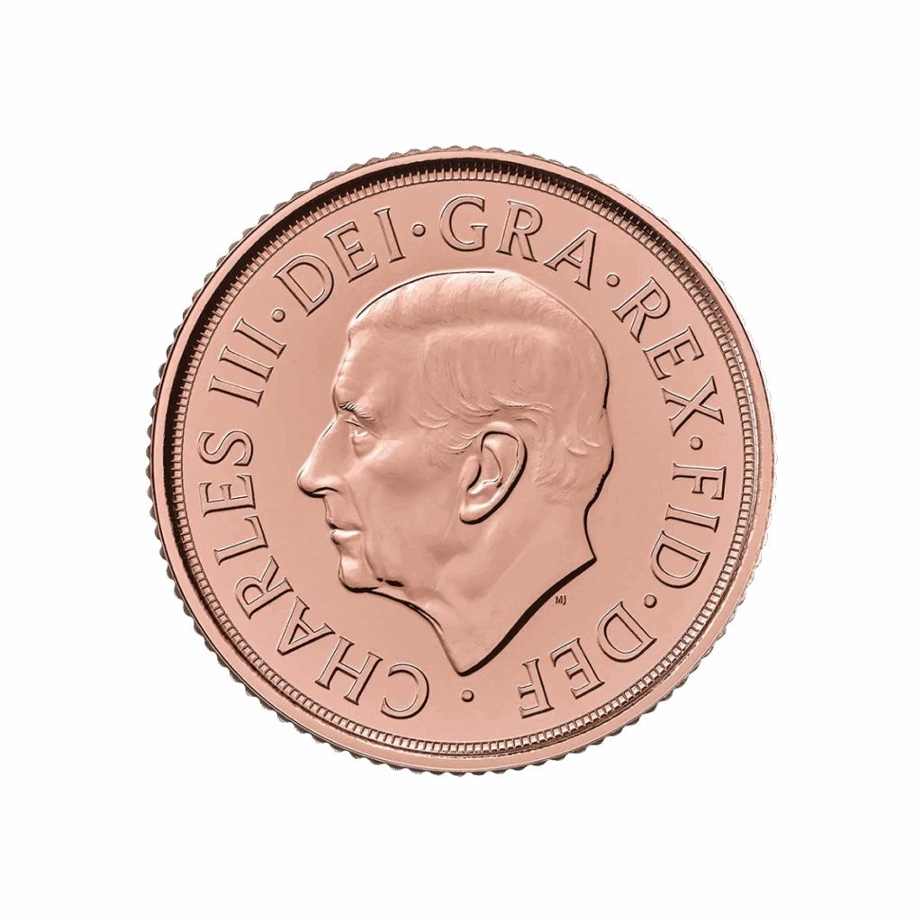 La Sterlina d'Oro 2025 - Re Carlo III presenta un profilo di Re Carlo III rivolto a sinistra con l'iscrizione CHARLES III-DEI-GRA-REX-FID-DEF.