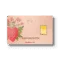 Tarjeta de San Valentín con diseño de corazón floral rosa, texto "feliz SAN VALENTÍN ITALPREZIOSI" y una pequeña barra dorada incrustada en el lado derecho.