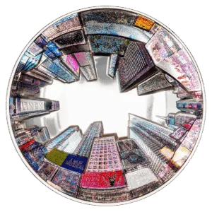 Moneta argento 3oz da collezione con vista su New York a 360°