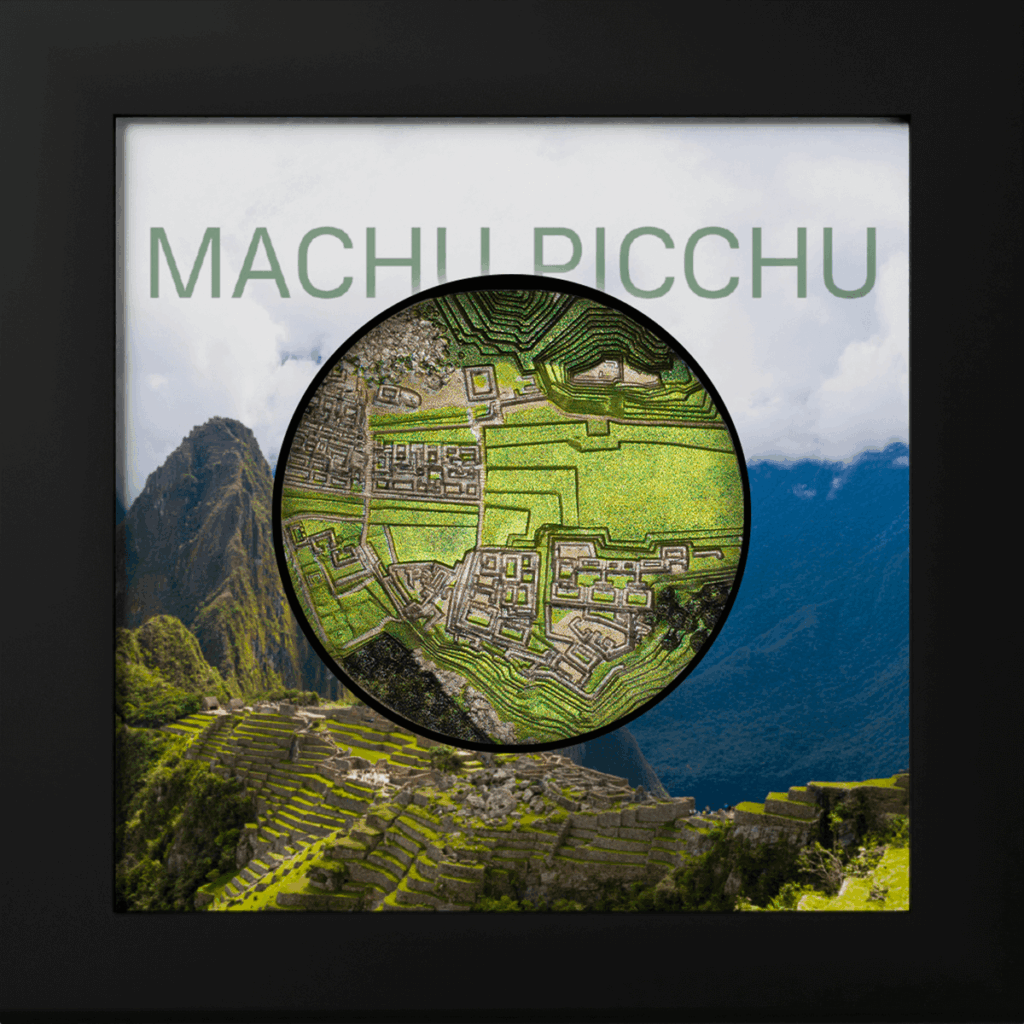 Moneda de plata de colección de 5 oz “Machu Picchu”, presentada con su caja.