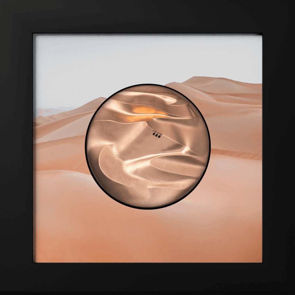 Moneda de plata de colección de 3 oz “Dunescape”, presentada con su caja.