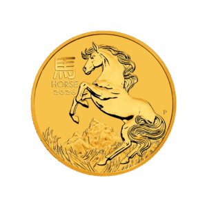 The 2026 Year of the Horse 1/2 oz gold coin depicts a horse.
