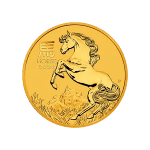 La moneda de oro de 1/4 oz del Año del Caballo 2026 representa un caballo.