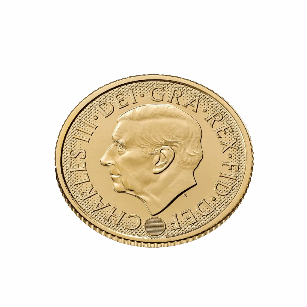 Top-down view, reverse with a left-facing portrait of King Charles III and the legend “CHARLES III · DEI · GRA · REX · FID · DEF”.
