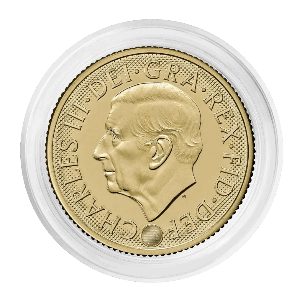 En blíster, reverso con el retrato de perfil izquierdo del rey Carlos III y la leyenda “CHARLES III · DEI · GRA · REX · FID · DEF” a lo largo del borde.