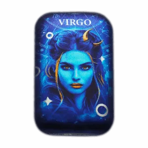 Lingotto d’argento 2 oz da collezione rettangolare con illustrazione del segno zodiacale della Vergine.