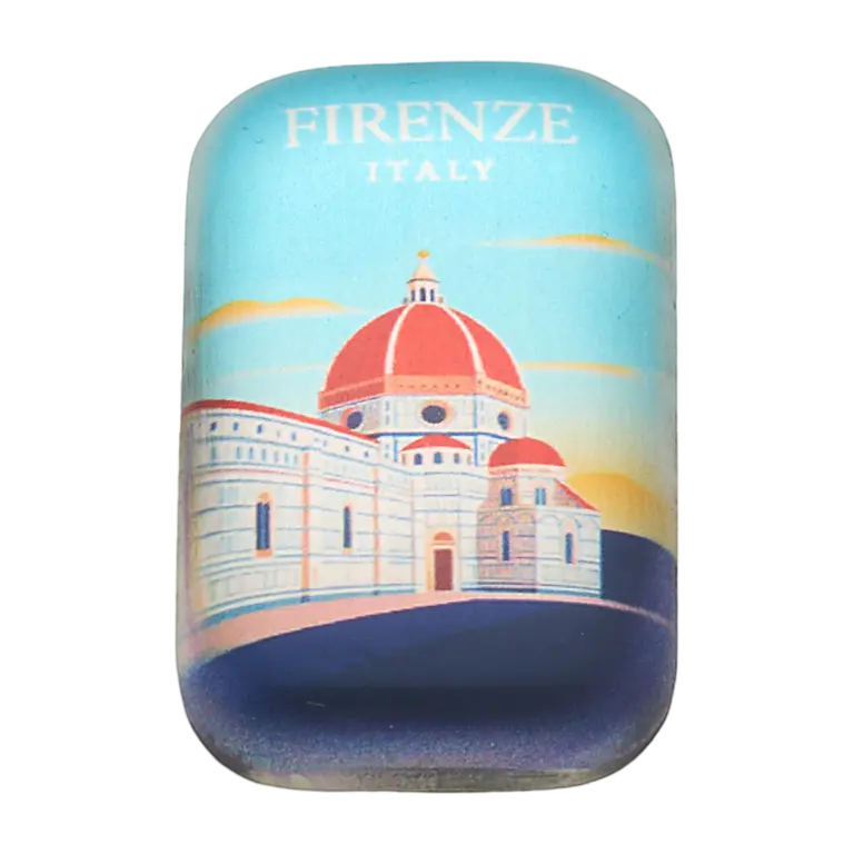 Il lingotto Grandi Città Firenze da 2 oz in argento 999 mostra a colori il Duomo di Santa Maria del Fiore con la cupola rossa, con la scritta FIRENZE ITALY in alto.